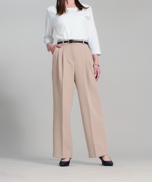 CALIFORNIA OUTFITTERS(カリフォルニア アウトフィッターズ)の「3-1D2 スラックス センタープレス ワイドパンツ(スラックス・レディース・ブラック/ベージュ/クリーム・S/M/L/XL)」の3枚目の写真