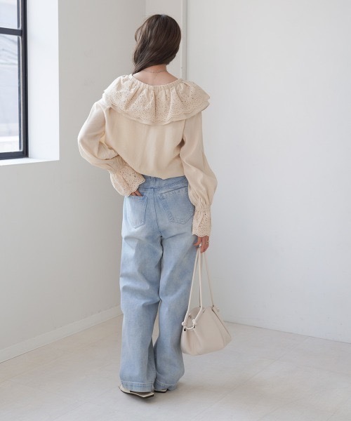 Bab（バブ）の「ビックカラーレースブラウス（シャツ/ブラウス・レディース・ベージュ/オフホワイト・MEDIUM）」の11枚目の写真