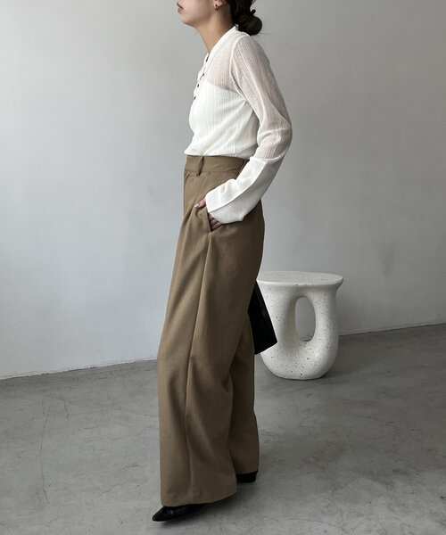 CAPRICIEUX LE'MAGE（カプリシューレマージュ）の「襟付シアープルオーバー（ニット/セーター・レディース・ブラック/ホワイト/ベージュ・FREE）」の9枚目の写真