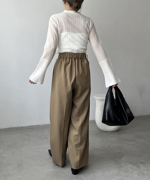 CAPRICIEUX LE'MAGE（カプリシューレマージュ）の「襟付シアープルオーバー（ニット/セーター・レディース・ブラック/ホワイト/ベージュ・FREE）」の11枚目の写真