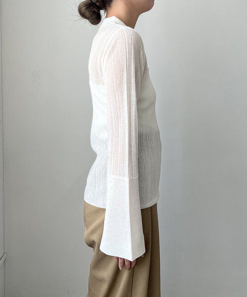 CAPRICIEUX LE'MAGE（カプリシューレマージュ）の「襟付シアープルオーバー（ニット/セーター・レディース・ブラック/ホワイト/ベージュ・FREE）」の13枚目の写真