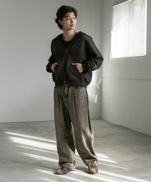 セール】ヴィンテージライク/裏毛ダブルジップパーカー（パーカー