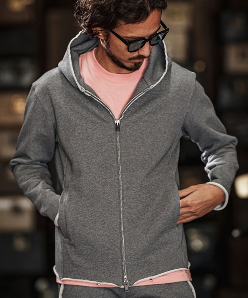 wjk reluxe(ダブルジェーケーリラックス)の「mpa3722-heavy urake cut off hoodie パーカー(パーカー・メンズ・ブラック/チャコール/トップグレー・S/M/L)」の3枚目の写真