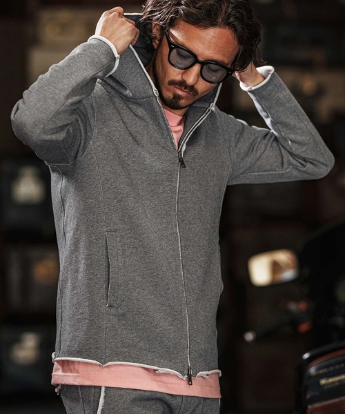 wjk reluxe(ダブルジェーケーリラックス)の「mpa3722-heavy urake cut off hoodie パーカー(パーカー・メンズ・ブラック/チャコール/トップグレー・S/M/L)」の6枚目の写真