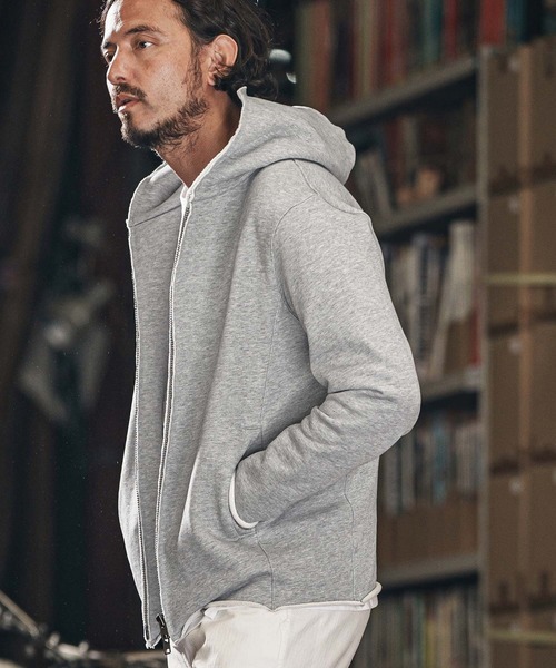 wjk reluxe(ダブルジェーケーリラックス)の「mpa3722-heavy urake cut off hoodie パーカー(パーカー・メンズ・ブラック/チャコール/トップグレー・S/M/L)」の18枚目の写真