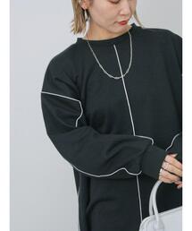 Samansa Mos2 blue | ◎配色メロウ裏毛プルオーバー(Tシャツ/カットソー)