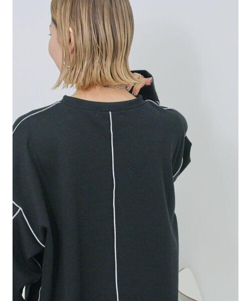 Samansa Mos2 blue（サマンサモスモスブルー）の「◎配色メロウ裏毛プルオーバー（Tシャツ/カットソー・レディース・ブラック/トップグレー/キナリ・F）」の22枚目の写真