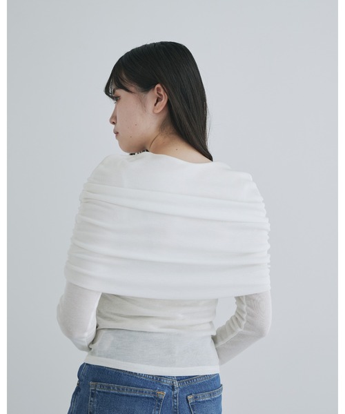 kiehtova（キエトヴァ）の「【kiehtova】SHEER COVER LONG TEE/シアーカバーロング ティーシャツ（Tシャツ/カットソー・レディース・ブラック/ホワイト・FREE）」の8枚目の写真