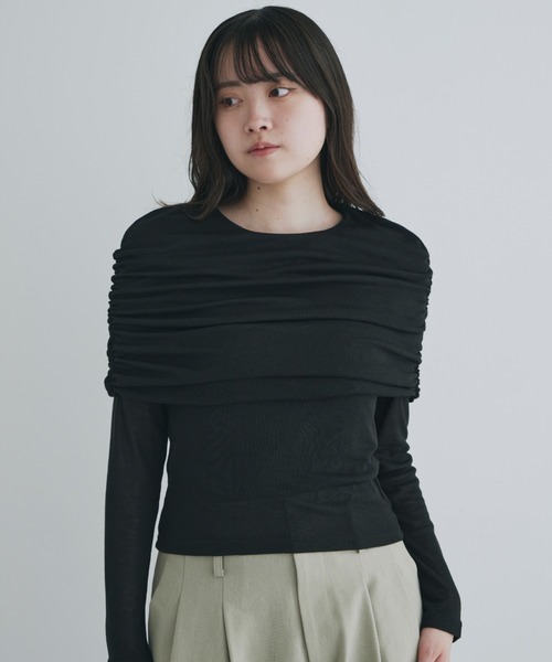 kiehtova（キエトヴァ）の「【kiehtova】SHEER COVER LONG TEE/シアーカバーロング ティーシャツ（Tシャツ/カットソー・レディース・ブラック/ホワイト・FREE）」の12枚目の写真