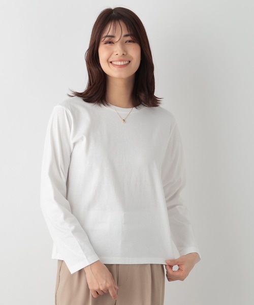 FOUND GOOD(ファウンドグッド)の「コットンベーシックロンT(Tシャツ/カットソー・レディース・ホワイト系5/イエロー系2/グレー系/グリーン系2/グレー系8/ブラック・S/M/L)」の2枚目の写真