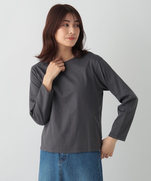 FOUND GOOD(ファウンドグッド)の「コットンベーシックロンT(Tシャツ/カットソー・レディース・ホワイト系5/イエロー系2/グレー系/グリーン系2/グレー系8/ブラック・S/M/L)」の4枚目の写真