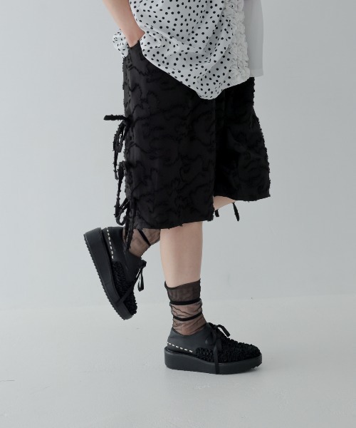 unica(ユニカ)の「サイドリボンボリュームパンツハーフパンツ(その他パンツ・レディース・グリーン/ブラック/オフホワイト・F)」の5枚目の写真