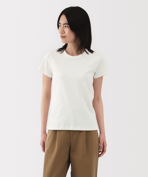 無印良品(ムジルシリョウヒン)の「婦人 涼感汗じみしにくいクルーネック半袖Tシャツ(Tシャツ/カットソー・レディース・ホワイト/ブルー系/ライトピンク/ブラック/ライトグレー/チャコールグレー・S/M/L/XL)」の2枚目の写真