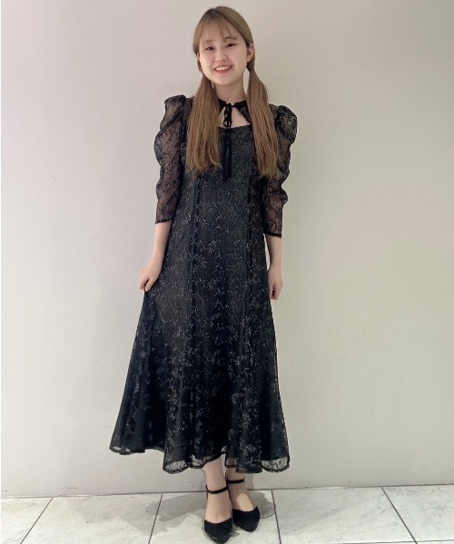 Cupid Heart（キューピッドハート）の「【Cupid Heart】結婚式用！ラメレースボレロセットワンピース（ドレス・レディース・ブラック/ミント/イエロー・MEDIUM）」の4枚目の写真