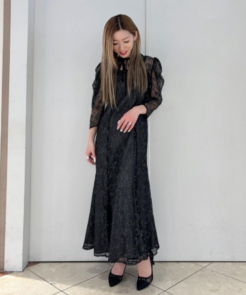 Cupid Heart（キューピッドハート）の「【Cupid Heart】結婚式用！ラメレースボレロセットワンピース（ドレス・レディース・ブラック/ミント/イエロー・MEDIUM）」の5枚目の写真