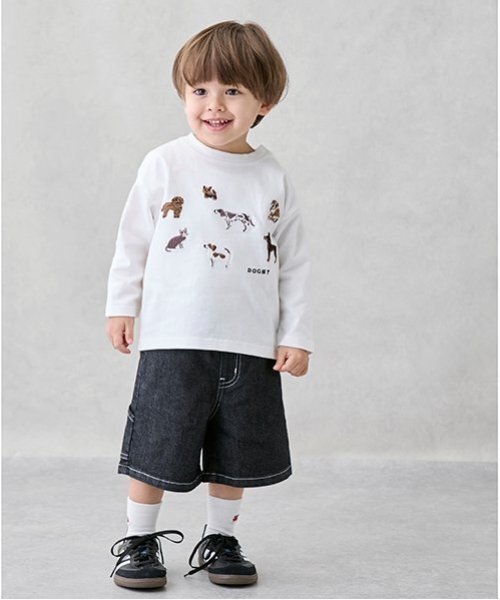 petit main(プティマイン)の「ペインターハーフパンツ(デニムパンツ・キッズ・オフホワイト/ブルー/チャコール・100cm/110cm/90cm/130cm/120cm/80cm)」の4枚目の写真