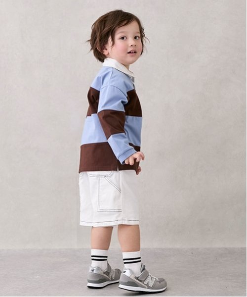 petit main（プティマイン）の「ペインターハーフパンツ（デニムパンツ・キッズ・オフホワイト/ブルー/チャコール・100cm/110cm/90cm/130cm/120cm/80ｃｍ）」の21枚目の写真