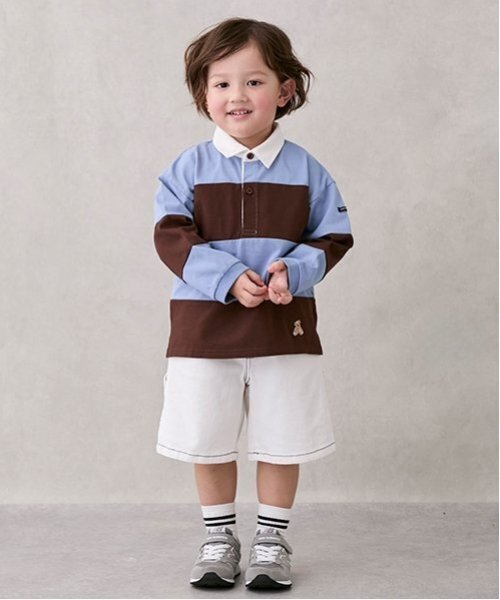 petit main（プティマイン）の「ペインターハーフパンツ（デニムパンツ・キッズ・オフホワイト/ブルー/チャコール・100cm/110cm/90cm/130cm/120cm/80ｃｍ）」の19枚目の写真