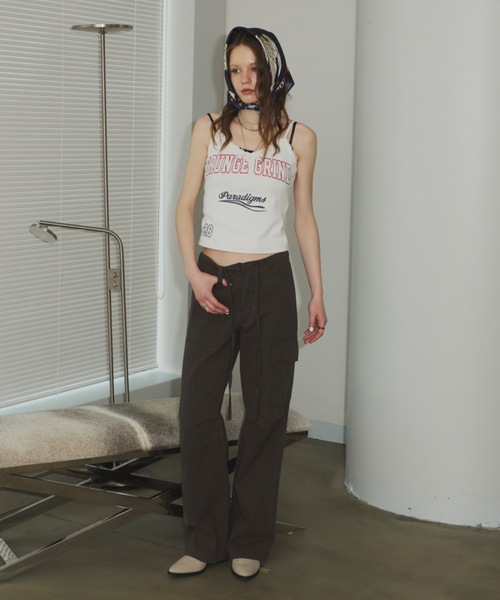 SHAGGIE（シャギー）の「グランジロゴレースキャミソールトップス（キャミソール・レディース・グレー/ホワイト/ピンク・FREE）」の5枚目の写真