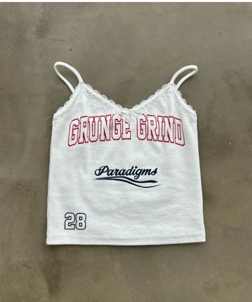 SHAGGIE（シャギー）の「グランジロゴレースキャミソールトップス（キャミソール・レディース・グレー/ホワイト/ピンク・FREE）」の7枚目の写真