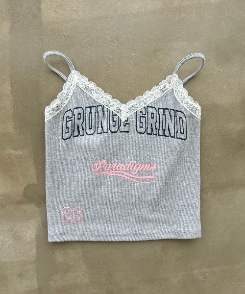 SHAGGIE（シャギー）の「グランジロゴレースキャミソールトップス（キャミソール・レディース・グレー/ホワイト/ピンク・FREE）」の14枚目の写真