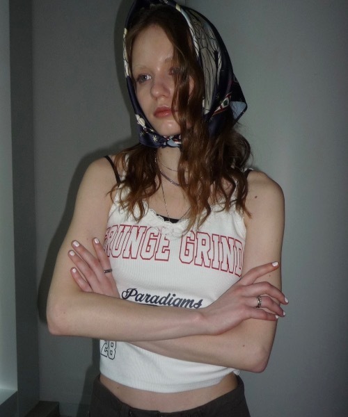 SHAGGIE（シャギー）の「グランジロゴレースキャミソールトップス（キャミソール・レディース・グレー/ホワイト/ピンク・FREE）」の18枚目の写真