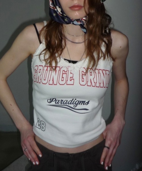 SHAGGIE（シャギー）の「グランジロゴレースキャミソールトップス（キャミソール・レディース・グレー/ホワイト/ピンク・FREE）」の17枚目の写真