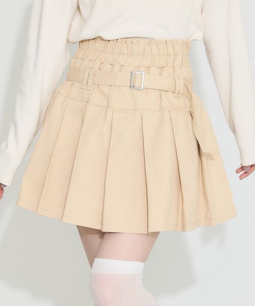 earth music&ecology（アースミュージックアンドエコロジー）の「デニムプリーツスカパン（デニムスカート・レディース・ベージュ/インディゴブルー・S/M）」の2枚目の写真