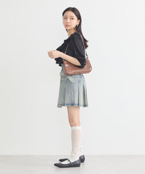 earth music&ecology（アースミュージックアンドエコロジー）の「デニムプリーツスカパン（デニムスカート・レディース・ベージュ/インディゴブルー・S/M）」の7枚目の写真