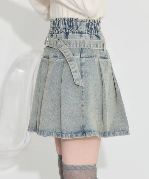 earth music&ecology（アースミュージックアンドエコロジー）の「デニムプリーツスカパン（デニムスカート・レディース・ベージュ/インディゴブルー・S/M）」の12枚目の写真