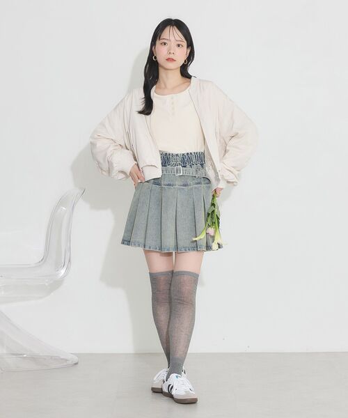 earth music&ecology（アースミュージックアンドエコロジー）の「デニムプリーツスカパン（デニムスカート・レディース・ベージュ/インディゴブルー・S/M）」の16枚目の写真