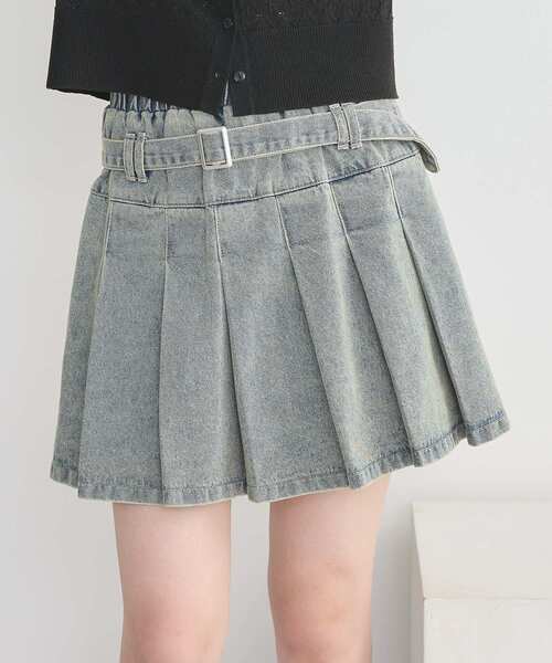 earth music&ecology（アースミュージックアンドエコロジー）の「デニムプリーツスカパン（デニムスカート・レディース・ベージュ/インディゴブルー・S/M）」の19枚目の写真