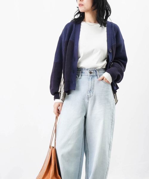 LUCA/LADY LUCK LUCA（ルカ/レディラックルカ）の「LC/LLL ドッキングカーディガン/ストライプ切替カーディガン（ニット/セーター・レディース・ベージュ/ネイビー・FREE）」の14枚目の写真