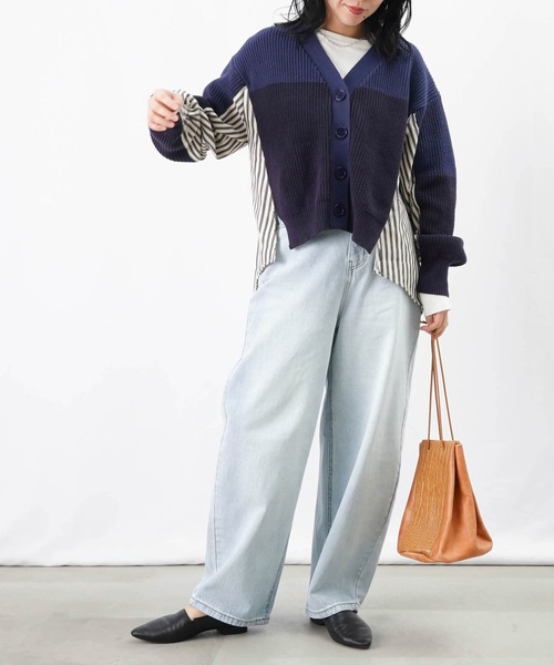 LUCA/LADY LUCK LUCA（ルカ/レディラックルカ）の「LC/LLL ドッキングカーディガン/ストライプ切替カーディガン（ニット/セーター・レディース・ベージュ/ネイビー・FREE）」の15枚目の写真