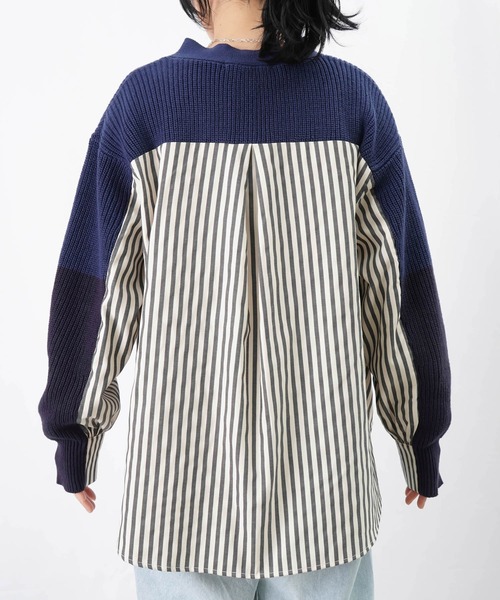 LUCA/LADY LUCK LUCA（ルカ/レディラックルカ）の「LC/LLL ドッキングカーディガン/ストライプ切替カーディガン（ニット/セーター・レディース・ベージュ/ネイビー・FREE）」の19枚目の写真