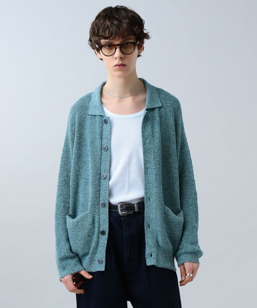 LURAKU（ルラク）の「【LURAKU】sheer knit polo cardigan / シアーニットポロカーディガン（カーディガン/ボレロ・メンズ・ライトグリーン/ブラック・L/M）」の12枚目の写真