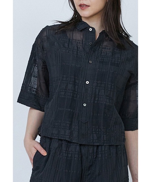 セール 海外 TICCA（ティッカ）＞レースチェックジャガード半袖シャツ トップス