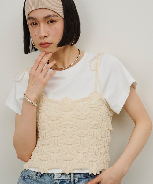 room153（ルームイチゴサン）の「カーブショートTシャツ【room153】（Tシャツ/カットソー・レディース・ホワイト/ブラック/モカ・1/0）」の5枚目の写真