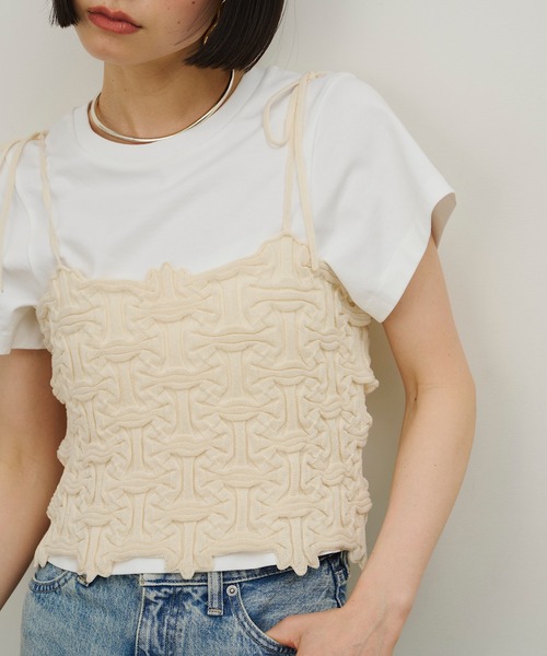 room153（ルームイチゴサン）の「カーブショートTシャツ【room153】（Tシャツ/カットソー・レディース・ホワイト/ブラック/モカ・1/0）」の6枚目の写真