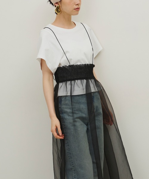 room153（ルームイチゴサン）の「カーブショートTシャツ【room153】（Tシャツ/カットソー・レディース・ホワイト/ブラック/モカ・1/0）」の11枚目の写真