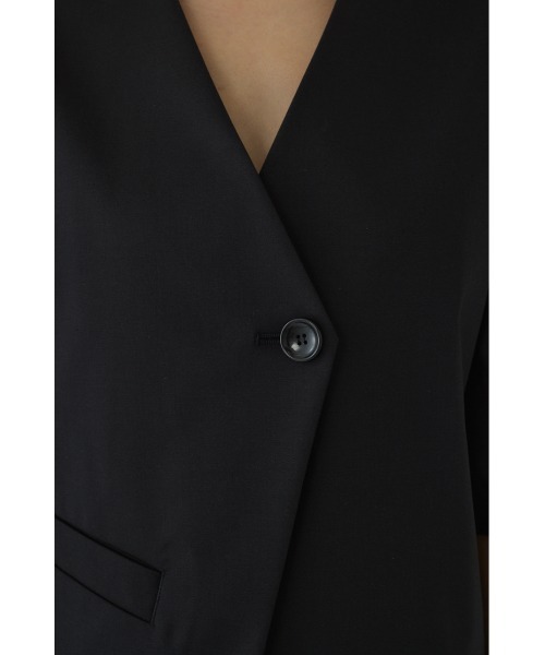 RIM.ARK ノーカラー　ジャケット　ボタンレス RIM.ARK］Nocollar Light Jacket / Style up Highweist Pants