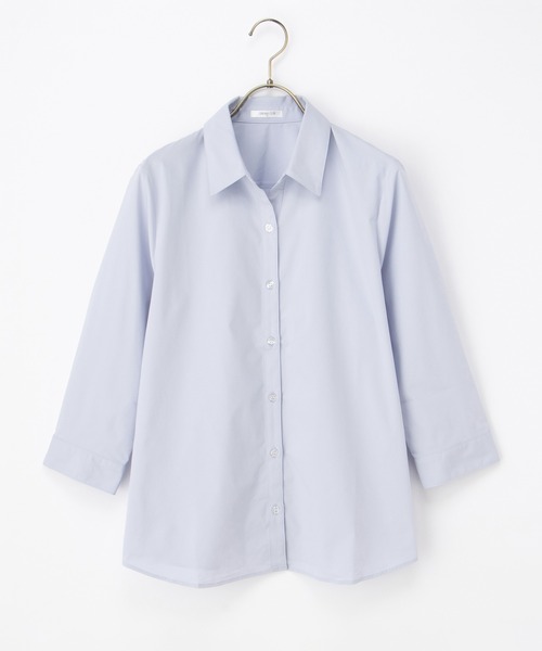 Honeys(ハニーズ)の「【らくらくアイロン】らくらく7分袖スキッパーシャツ(ビジネスシャツ・レディース・ホワイト×グレー/グレイッシュブルー/パープル系その他/ホワイト/ブルー系その他3・3L/L/LL/M/S)」の17枚目の写真