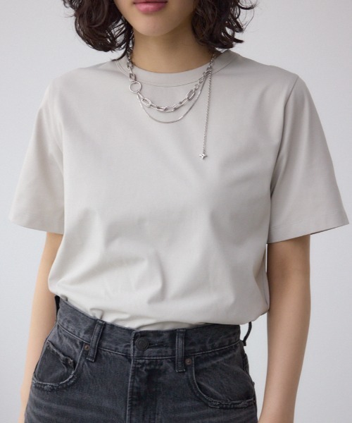 AZUL by moussy（アズールバイマウジー）の「ファインタッチTシャツ（Tシャツ/カットソー・レディース・ベージュ/ライム/ブラック/オフホワイト・SMALL/MEDIUM）」の4枚目の写真