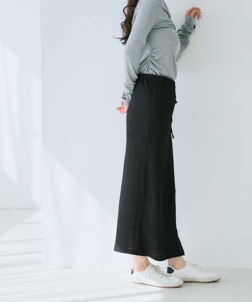 coca(coca)(コカ)の「【WEB限定セール】シボシャーリングラップスカート(スカート・レディース・A/ブラック・M/L)」の4枚目の写真