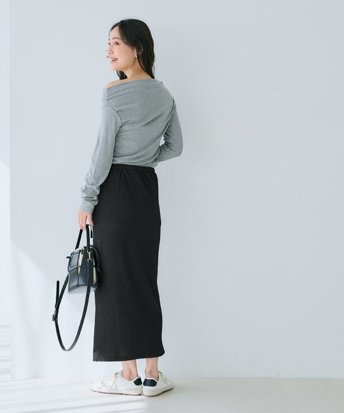 coca(coca)(コカ)の「【WEB限定セール】シボシャーリングラップスカート(スカート・レディース・A/ブラック・M/L)」の5枚目の写真