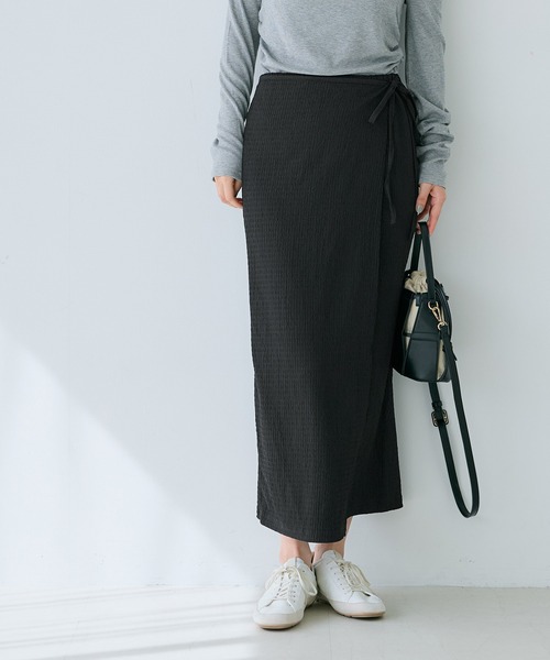 coca(coca)(コカ)の「【WEB限定セール】シボシャーリングラップスカート(スカート・レディース・A/ブラック・M/L)」の6枚目の写真