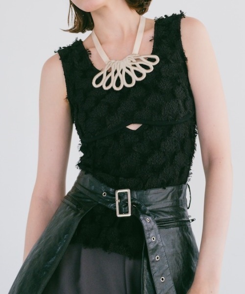 sahara(サハラ)の「Fluffy Cutout Top/フラッフィーカットアウトトップ(その他トップス・レディース・ブラック/ライトブルー/ホワイト・FREE)」の3枚目の写真