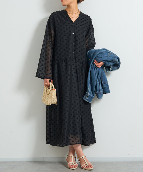 un dix cors（アンディコール）の「《1枚で華やか》ジャガードティアードワンピース（ワンピース・レディース・ブラック/ホワイト・FREE/S）」の2枚目の写真