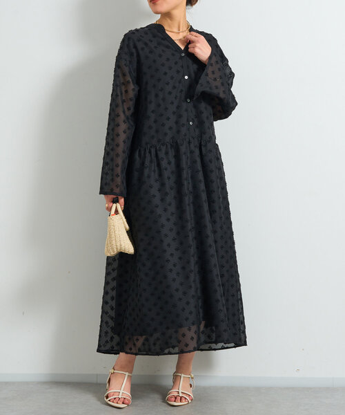 un dix cors（アンディコール）の「《1枚で華やか》ジャガードティアードワンピース（ワンピース・レディース・ブラック/ホワイト・FREE/S）」の11枚目の写真