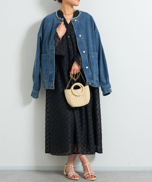 un dix cors（アンディコール）の「《1枚で華やか》ジャガードティアードワンピース（ワンピース・レディース・ブラック/ホワイト・FREE/S）」の10枚目の写真